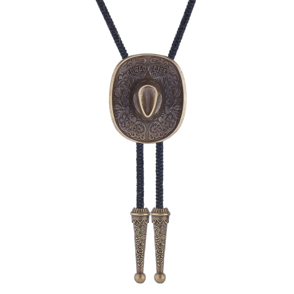 2662 Bolo Tie Western Cowboy Hat Bolo Tie Gold Sparkly Rhinestone Necktie